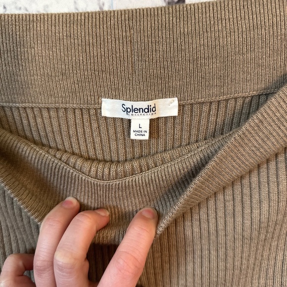 Splendid Collection Heather Camel Georgie Rib Skirt Size L - Picture 3 of 7